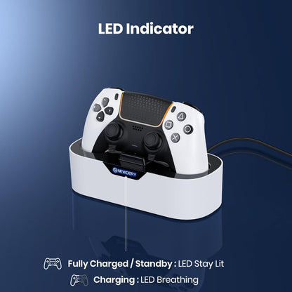 NEWDERY PS5 Controller Charger Staion, Fast Charging Dock for Playstation 5 Controllers, Single Controller Charging Stand Replacement for PS5 Controller & DualSense Edge Controller