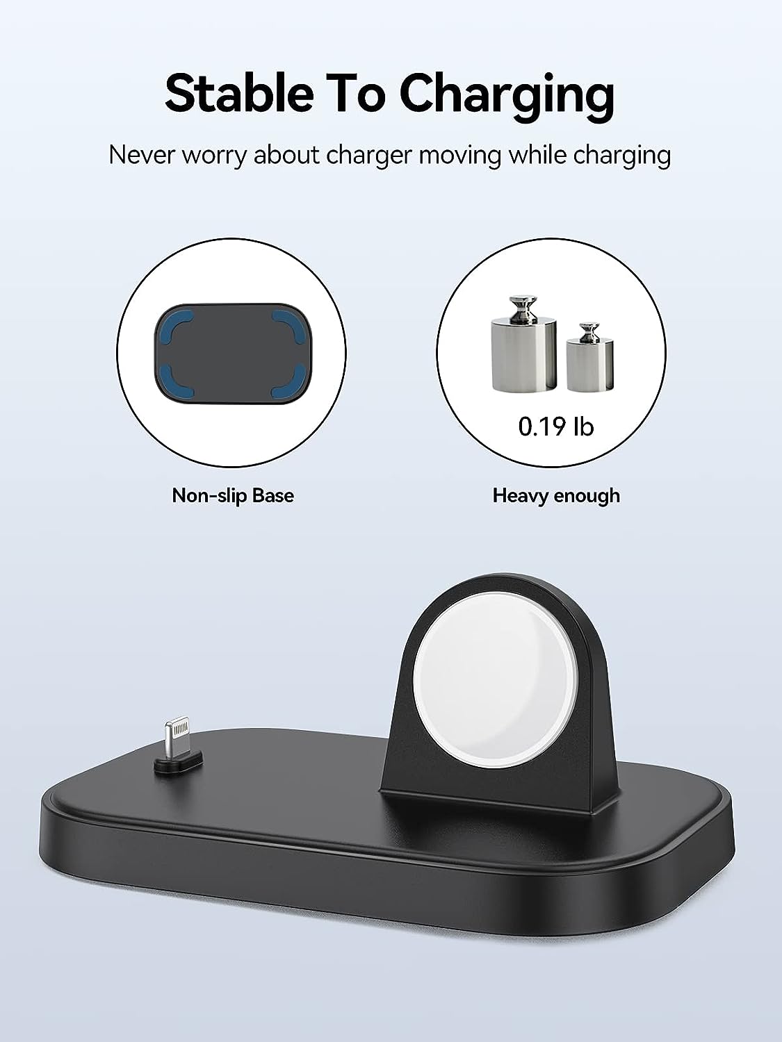 NEWDERY Portable Charger Stand for Apple Watch, 2 in 1 iWatch Charger with USB C Cable, Fast Charging Wireless Charging Station Dock for Apple Watch Series 8 Ultra 7 6 5 4 3 2 1 SE AirPods Pro 3 2 1