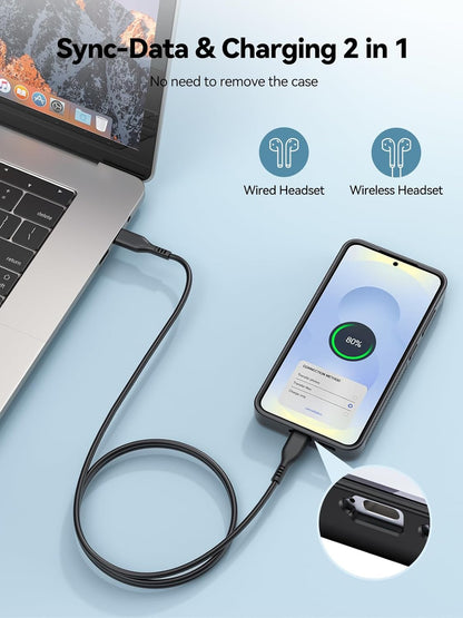 NEWDERY for Samsung Galaxy S25 Plus Battery Case 6.7", 10000mAh Portable Power Bank with LED Display, Qi Wireless Charger & 20W USB C Fast Charging, Sync-Data Supported Black