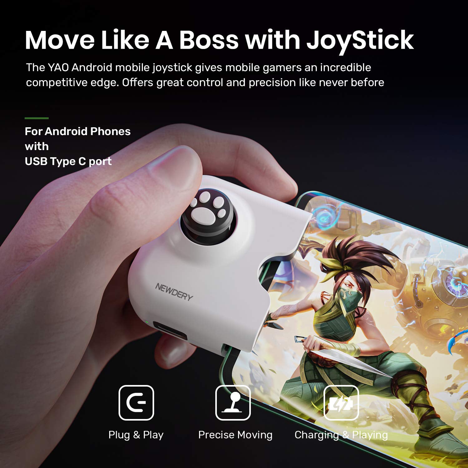 NEWDERY Mobile Game Controller Joystick for Android Phone